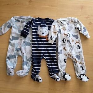 Carter's 2 Way Zipper Fleece Sleepers 9M Bundle